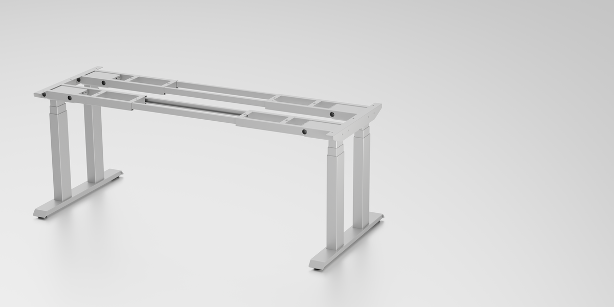 Apex Pro four-leg standing desk frame in silver