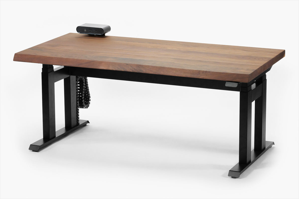 Grand Rapids standing desk with walnut solid wood top and black base