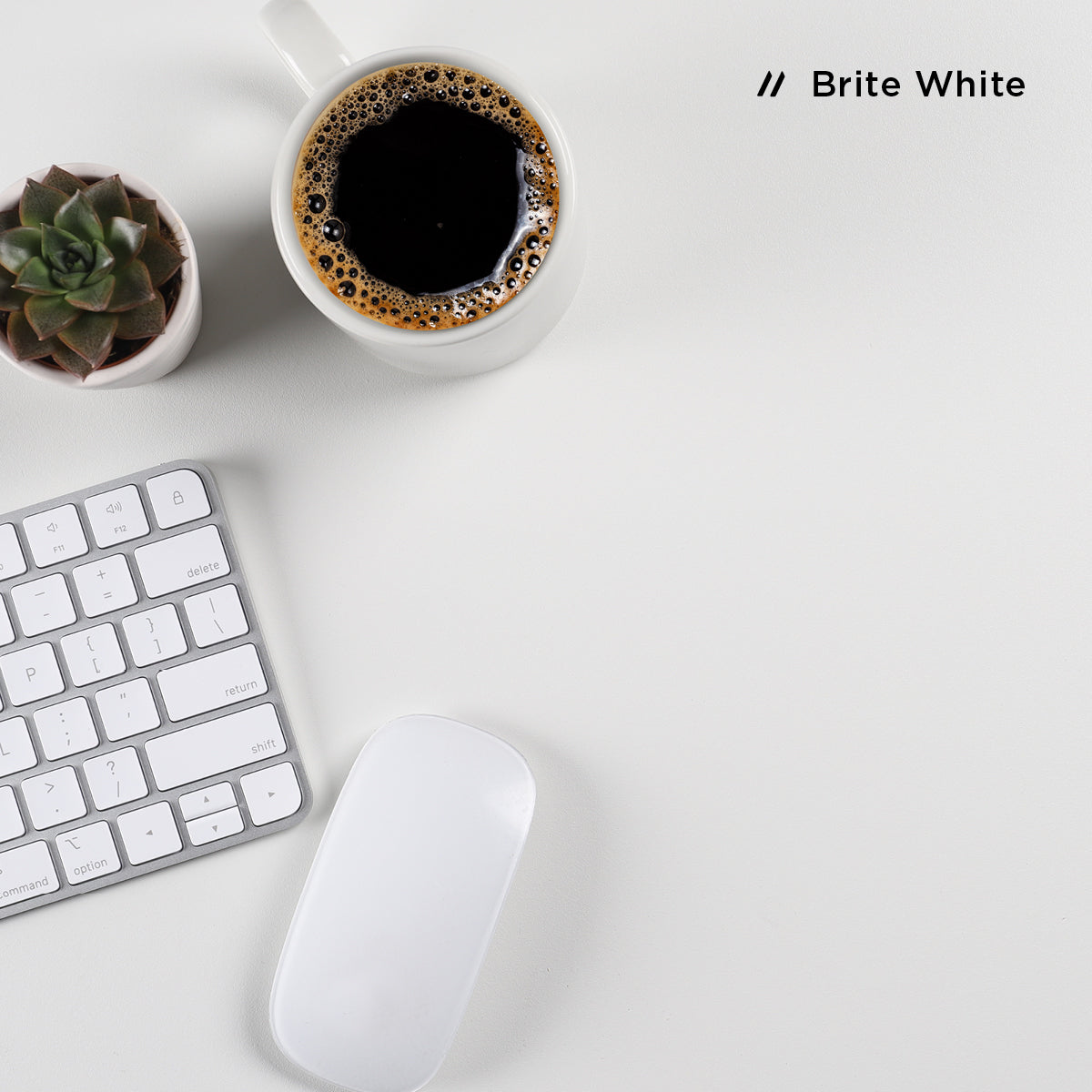 Brite White high-pressure laminate desktop finish, close-up swatch