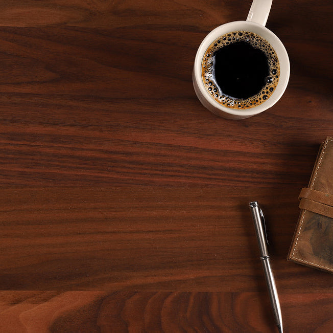 Walnut solid wood desktop, close-up of grain